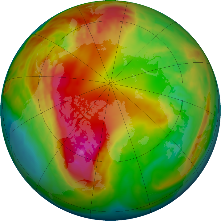 Arctic ozone map for 07 February 2015